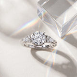 White gold Round Brilliant Diamond Solitaire with Side Stones on a Tapered Band and Four-Prong Setting_30