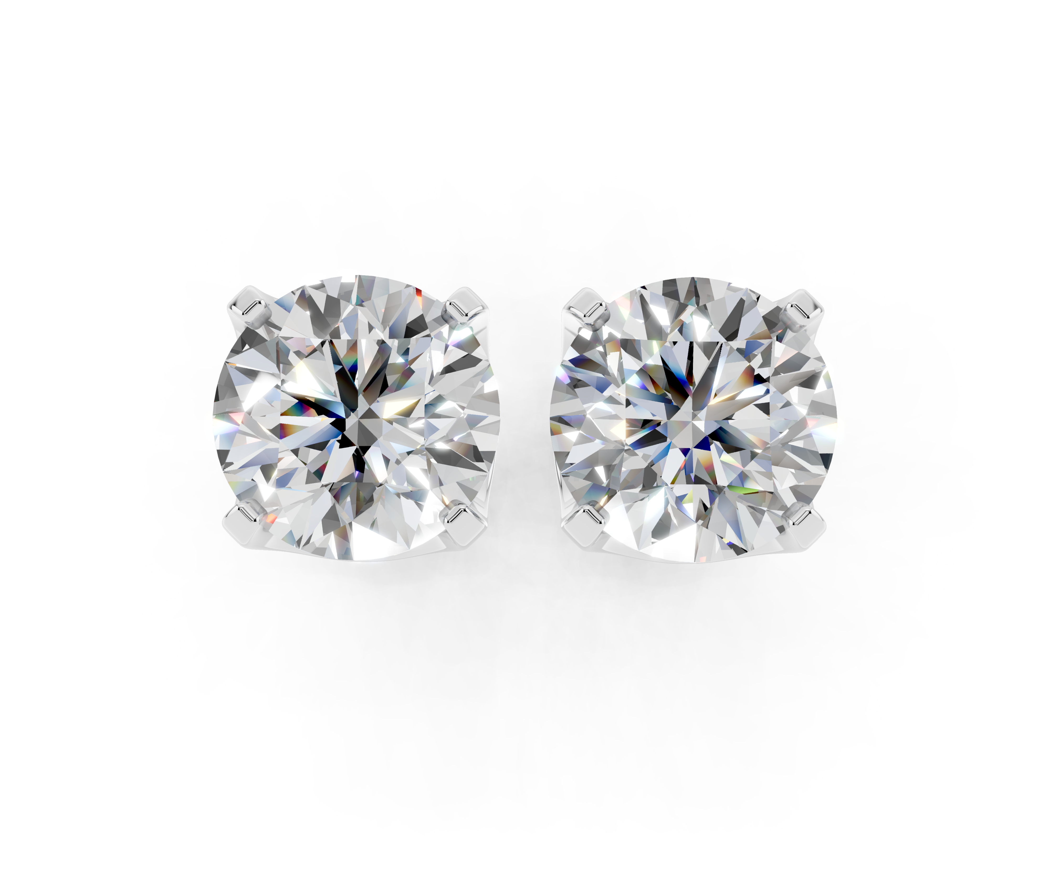 White gold Round Brilliant Diamond Stud Earrings 1