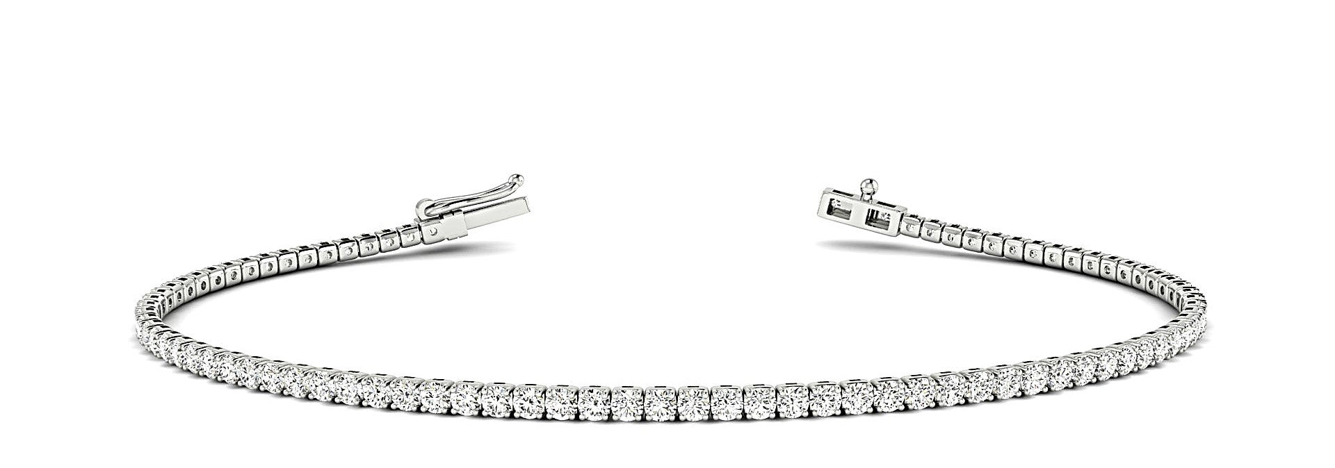 White gold Round Brilliant Diamond Tennis Bracelet with Prong Setting