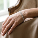 Silver 2.98 Carat F-G VS-SI Round Brilliant Diamond Tennis Bracelet with Prong Setting