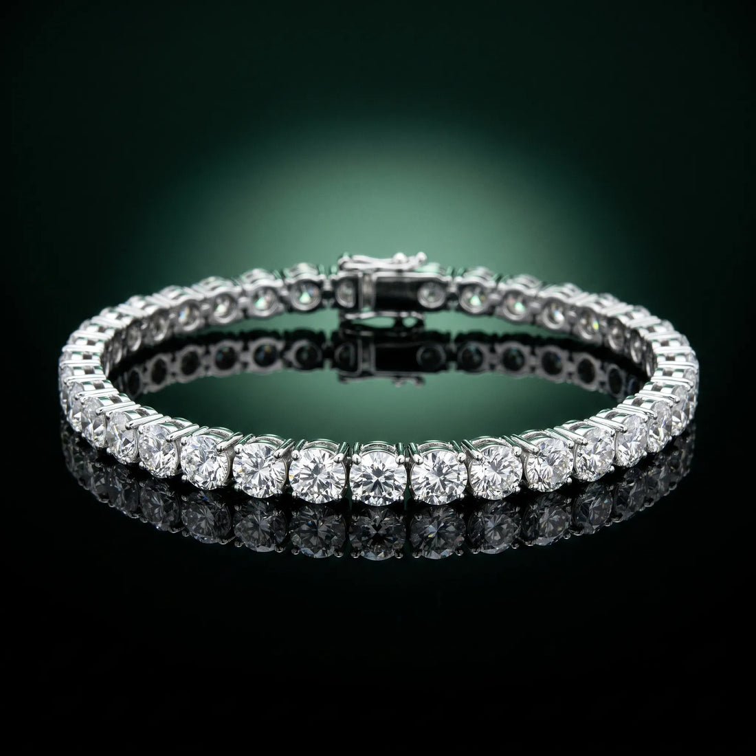 10K White Gold 3.00 Carat F-G VS-SI Round Brilliant Diamond Tennis Bracelet with Prong Setting