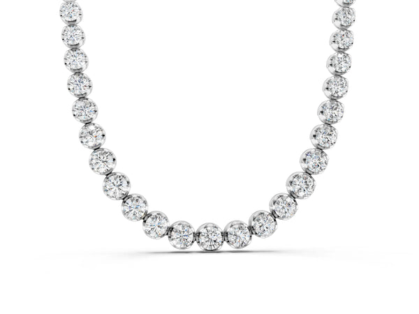 White gold Round Brilliant Diamond Tennis Necklace with Prong Setting