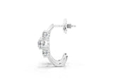 White gold Round Brilliant Diamond U-Hoop Earrings with Prong Setting_15