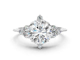 White gold Round Brilliant Diamond with Cluster Setting on a Beaded Band and Four-Prong Setting_208