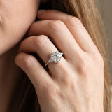 White gold Round Brilliant Diamond with Cluster Setting on a Beaded Band and Four-Prong Setting_23
