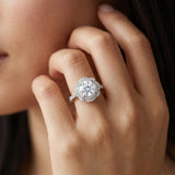 White gold Round Brilliant Double Halo Floral Pave Split Shank Prong Setting Ring_8