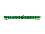 White gold Round Brilliant Emerald Tennis Bracelet with Prong Setting_4