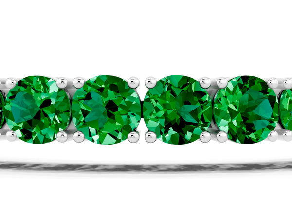 White gold Round Brilliant Emerald Tennis Bracelet with Prong Setting