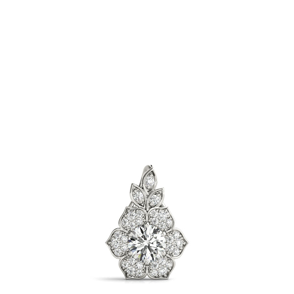 Silver Round Brilliant Flower Cluster Pendant with Prong Setting