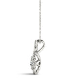 White gold Round Brilliant Flower Cluster Pendant with Prong Setting 2