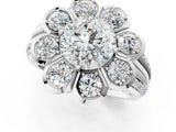 White gold Round Brilliant Flower Halo Diamond Split Shank Ring_118