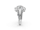 White gold Round Brilliant Flower Halo Diamond Split Shank Ring_119