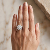 White gold Round Brilliant Flower Halo Diamond Split Shank Ring_12