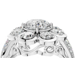 White gold Round Brilliant Flower Halo Diamond Split Shank Ring_121