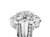 White gold Round Brilliant Flower Halo Diamond Split Shank Ring_122