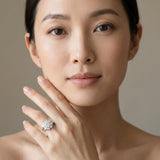 White gold Round Brilliant Flower Halo Diamond Split Shank Ring_13