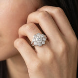 White gold Round Brilliant Flower Halo Diamond Split Shank Ring_14