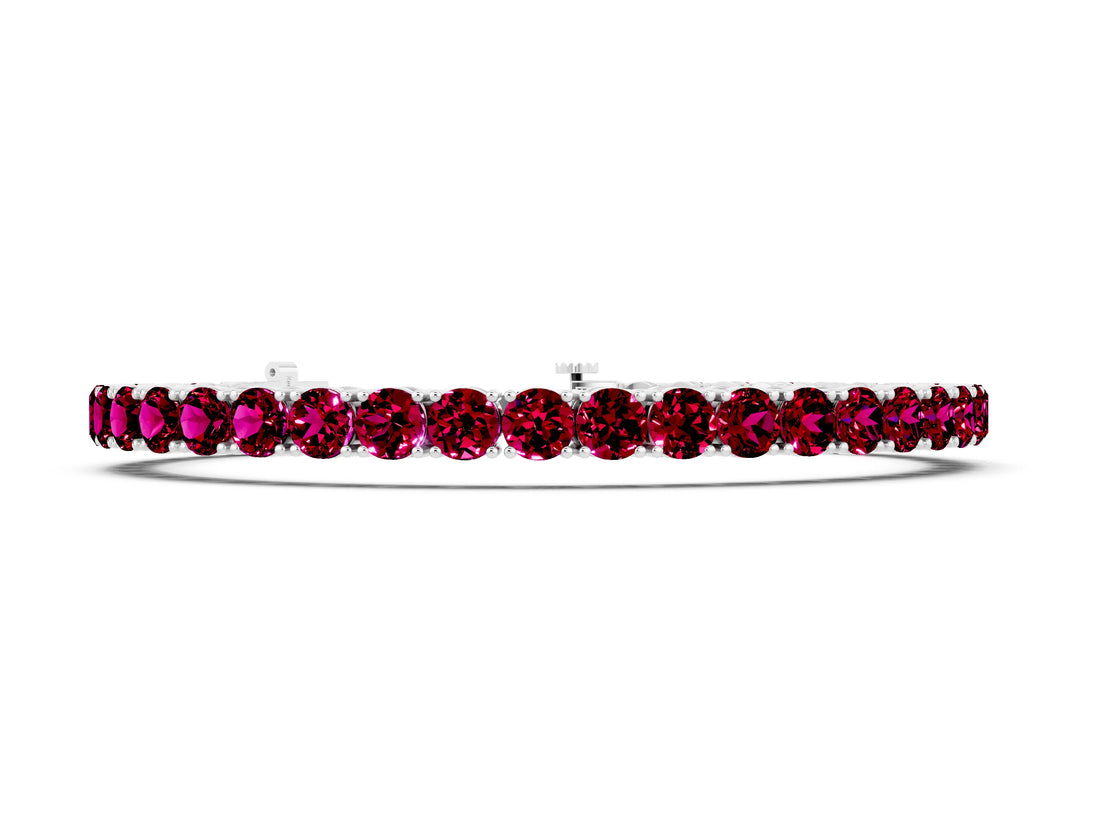White gold Round Brilliant Garnet Tennis Bracelet with Prong Setting_4