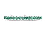 White gold Round Brilliant Green Sapphire Tennis Bracelet with Prong Setting_4