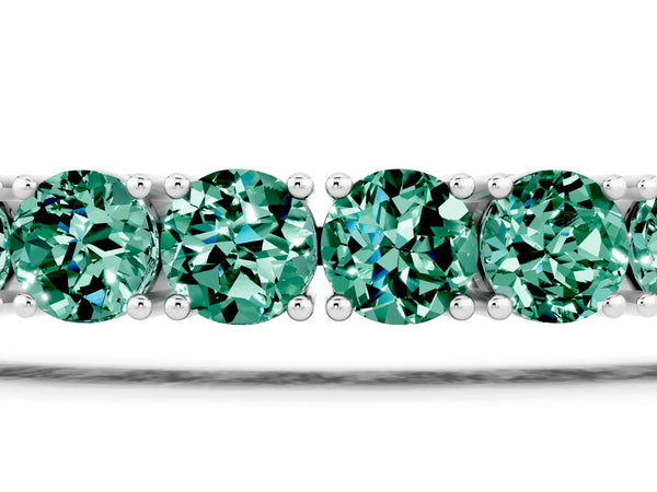 Silver Round Brilliant Green Sapphire Tennis Bracelet with Prong Setting