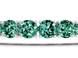 White gold Round Brilliant Green Sapphire Tennis Bracelet with Prong Setting_5