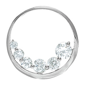 White gold Round Brilliant Half-Moon Prong Set Diamond Circle Pendant