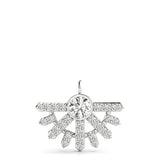 White gold Round Brilliant Halo Fan Pendant 1