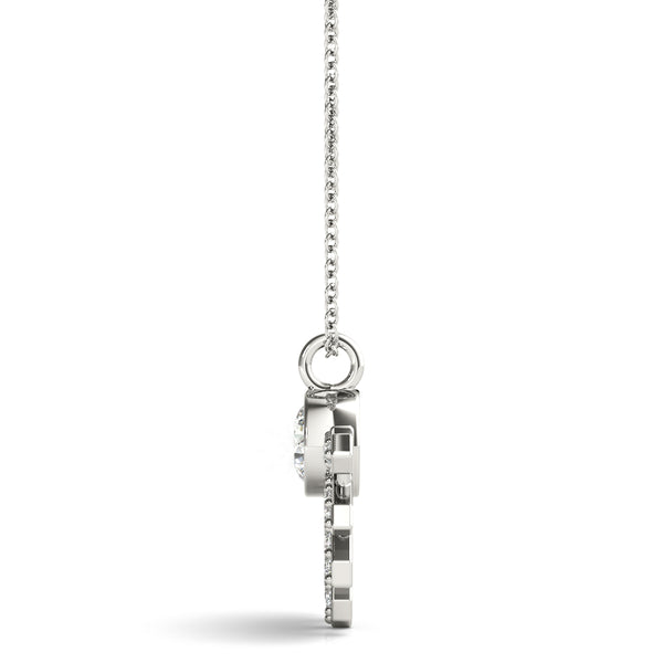 Silver Round Brilliant Halo Fan Pendant