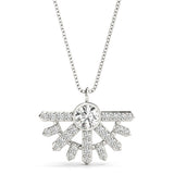 White gold Round Brilliant Halo Fan Pendant