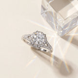 White gold Round Brilliant Halo Flower Split Shank Prong Setting Ring_30