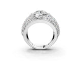 White gold Round Brilliant Halo Pave Diamond Milgrain Ring_17