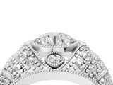 White gold Round Brilliant Halo Pave Diamond Milgrain Ring_18