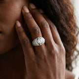 White gold Round Brilliant Halo Pave Diamond Milgrain Ring_26