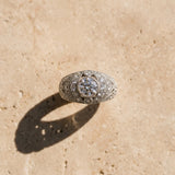 White gold Round Brilliant Halo Pave Diamond Milgrain Ring_27