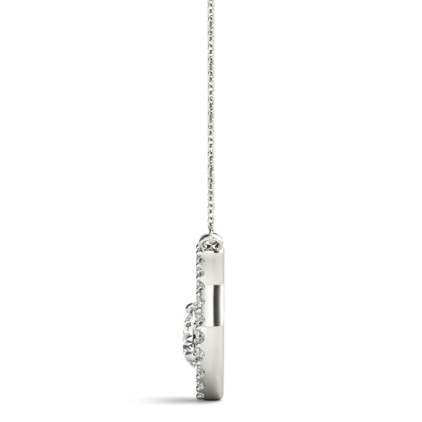 Silver Round Brilliant Halo Prong-Set Pendant