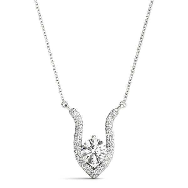 Silver Round Brilliant Halo Prong-Set Pendant