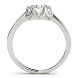 White gold Round Brilliant Halo Solitaire Ring with Scalloped Prong Setting 2