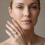 White gold Round Brilliant Halo Solitaire Ring with Scalloped Prong Setting_7