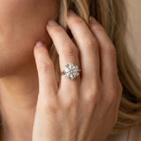 White gold Round Brilliant Halo Solitaire Ring with Scalloped Prong Setting_8