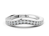 White gold Round Brilliant Milgrain Bezel Set Diamond Wave Band_12