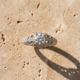 White gold Round Brilliant Milgrain Filigree Diamond Ring with Square Prong Setting_21