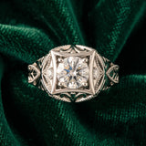 White gold Round Brilliant Milgrain Filigree Solitaire with Bezel and Prong Setting_20