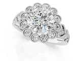 White gold Round Brilliant Milgrain Pave Heart Band Solitaire Ring_123