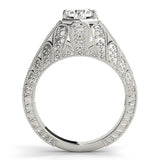 White gold Round Brilliant Milgrain Pave Split Shank Hexagon Prong Setting Ring 2