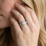 White gold Round Brilliant Milgrain Pave Split Shank Hexagon Prong Setting Ring_27
