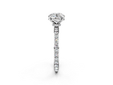 Silver 0.27 Carat D VVS2 Round Diamond Solitaire Engagement Ring with Pavé Band and Four-Prong Setting