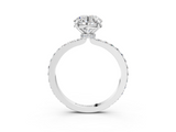 Silver 0.27 Carat D VVS2 Round Diamond Solitaire Engagement Ring with Pavé Band and Four-Prong Setting
