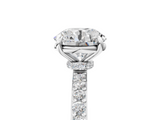 Silver 0.27 Carat D VVS2 Round Diamond Solitaire Engagement Ring with Pavé Band and Four-Prong Setting