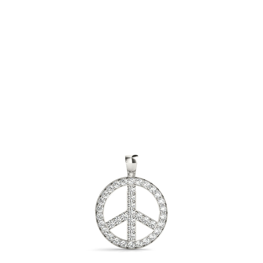 White gold Round Brilliant Pavé-Set Diamond Peace Pendant 1