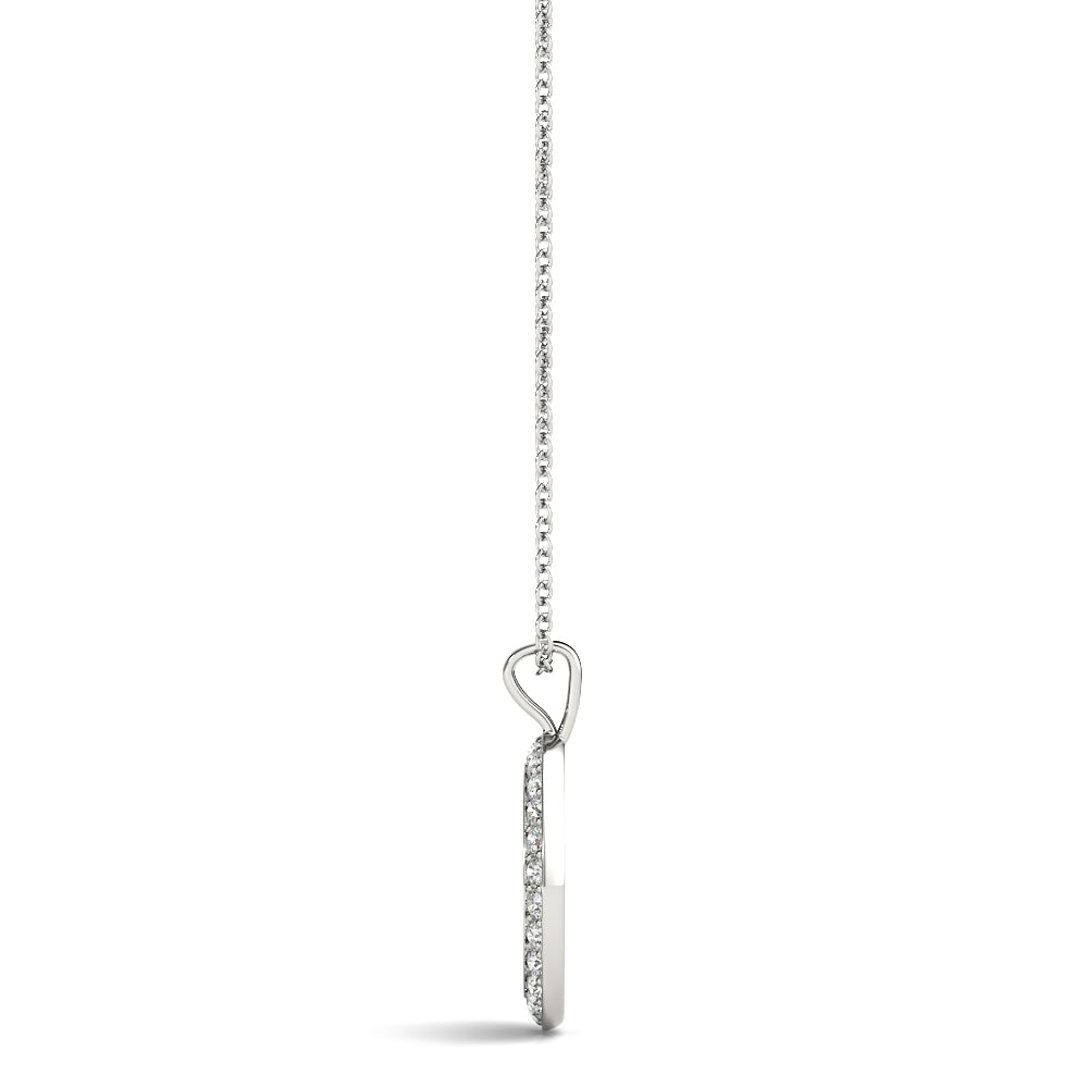 White gold Round Brilliant Pavé-Set Diamond Peace Pendant 2